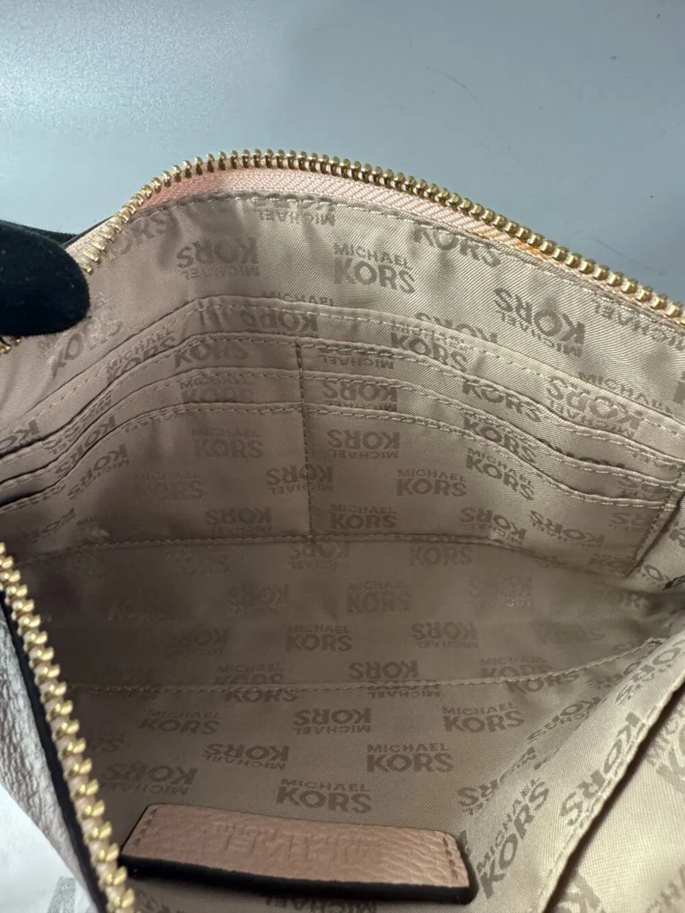 Michael Michael Kors Blush Pink Nude Beige Large Zip Clutch Wallet Wristlet